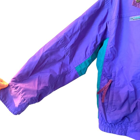 90s Women's Columbia Bugaboo Radial Sleeve Jacket Purple/Green Windbreaker Med - Picture 2 of 13